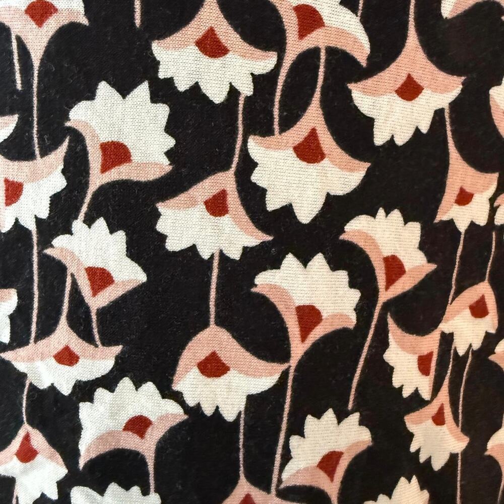 Boden Maisie Matte Jersey Midi Dress Black Floral Handkerchief Hem Ruched Size 8 - Picture 9 of 12